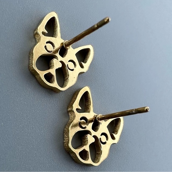 Stainless Steel Tarnish Proof Bulldog Stud Earrings - Picture 5 of 8